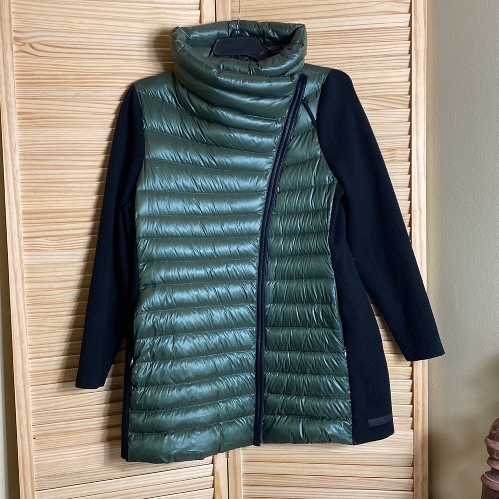 Calvin Klein Performance Puffer Jacket Green Sweater Sleeves Women's Size 1X